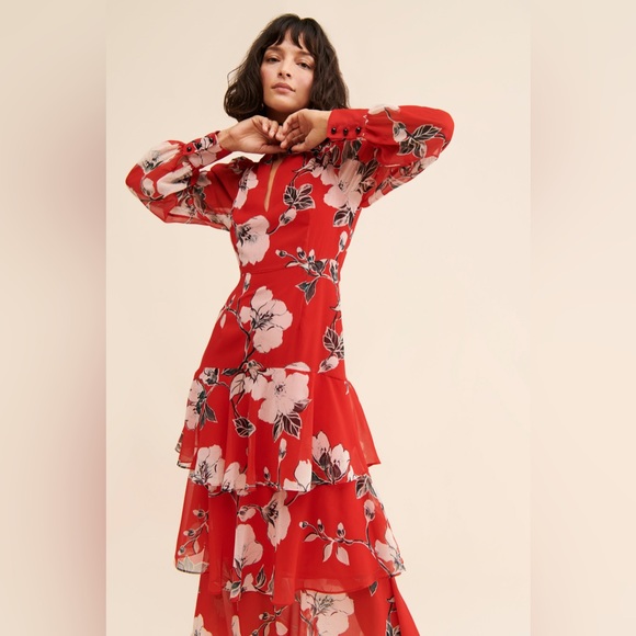 Anthropologie Exquise Floral Tiered Mock-Neck Maxi Dress - Picture 2 of 16
